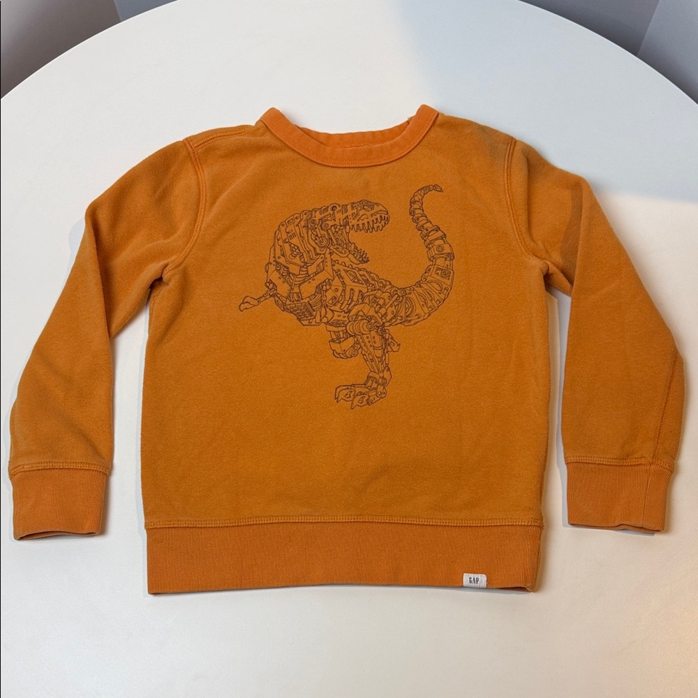 Gap Kids Orange Dinosaur Sweatshirt. Kids size Small